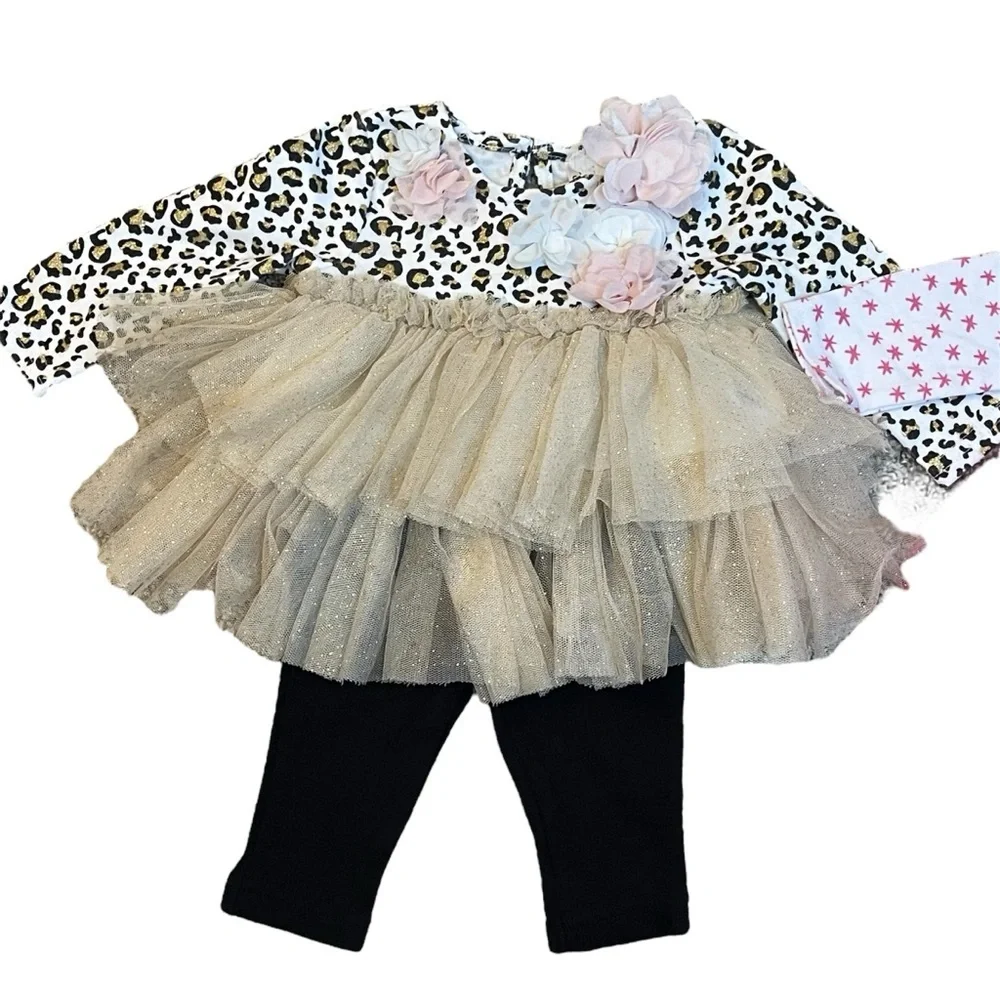 Baby Essentials 3M Leopard and Penguin Tutu Outfit Set